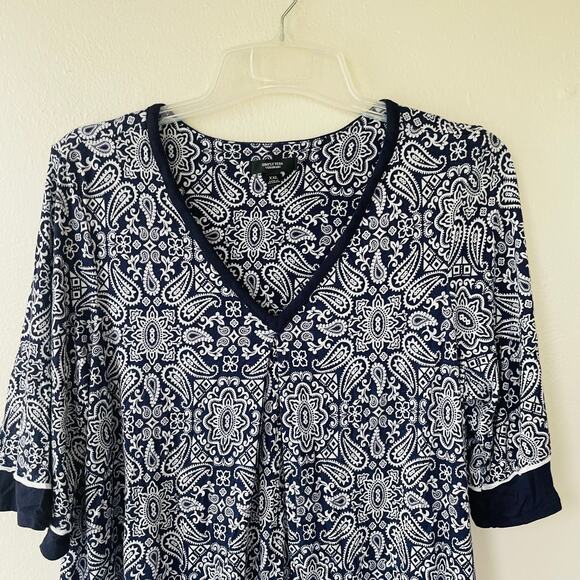 Simply Vera Vera Wang Knit V Neck scroll paisley top Size XXL - Picture 3 of 10